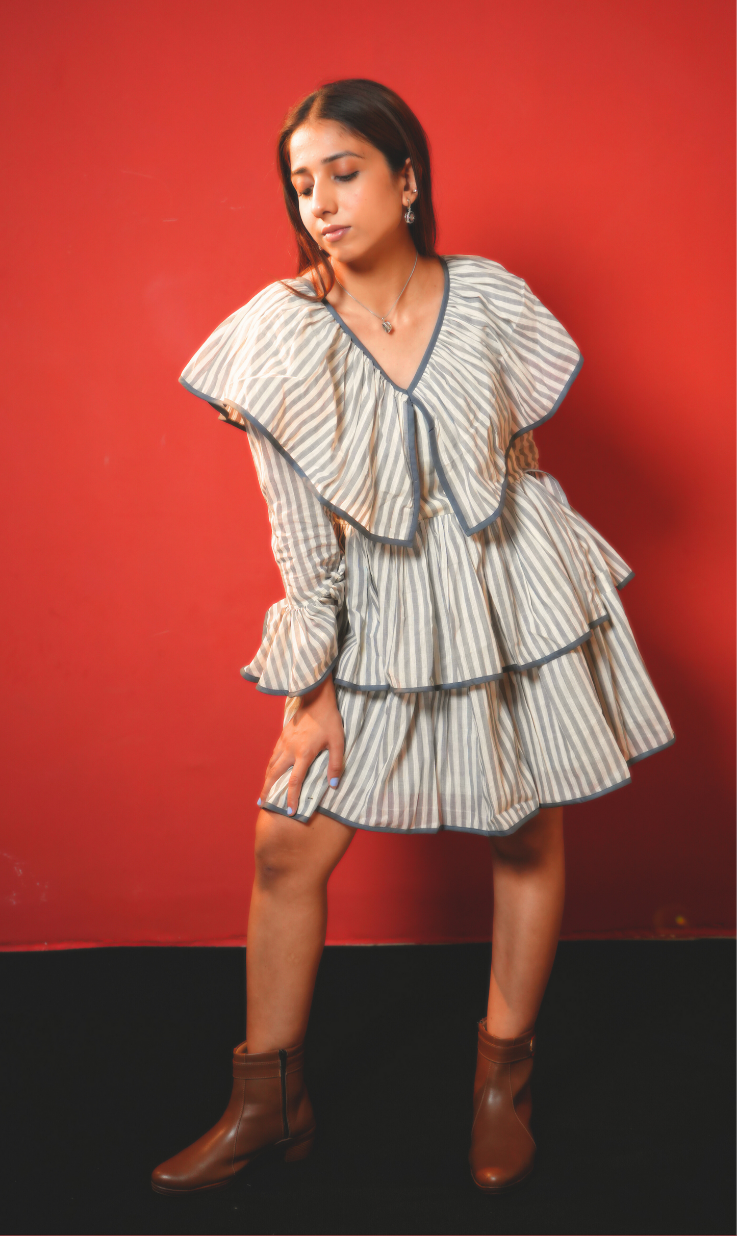 VARA Mangalgiri Ruffle Dress