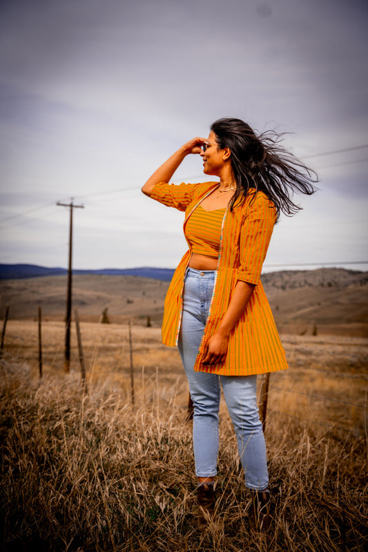 NIYA Mangalgiri Crop Top Coat Set
