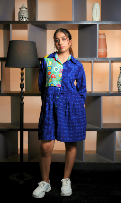 AVAN Bagru Print Upcycled Shirt Dress